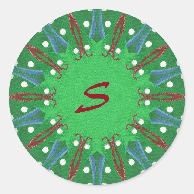 Adesivo Caleidoscópio Árvore Monograma Vinhetas de Natal (Frente)
