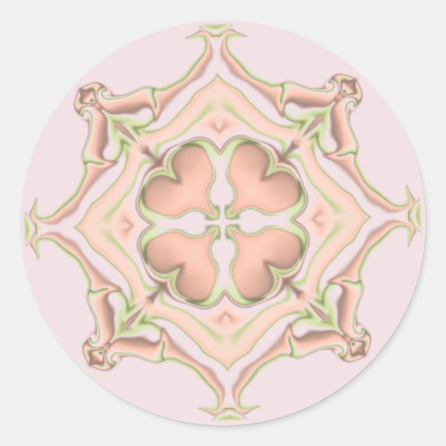 Adesivo Caleidoscópio de Diamante e Corações Rosa e Verde (Frente)