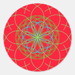 Adesivo Caleidoscópio Mandala Art Red Green Energy Ball