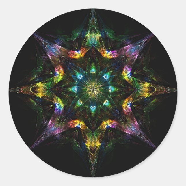 Adesivo Caleidoscópio Mandala - Preto Verde Roxo (Frente)
