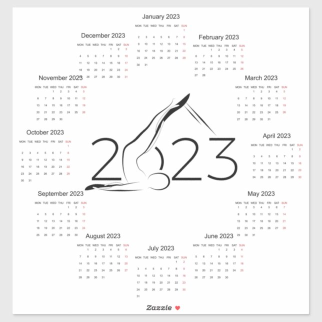 Adesivo Calendário 2023 para instrutor Pilatos Large Clock (Folha)