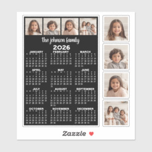 Adesivo Calendário 2026 com 4 colagens de fotos e 4 quadra