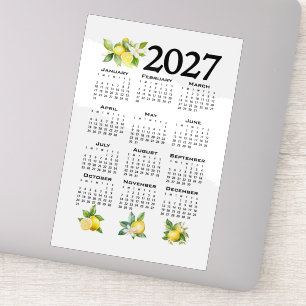 Adesivo Calendário 2027 estilo italiano limões branco