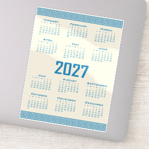 Adesivo Calendário 2027, Fretwork Grego, Azul em Cosmic La