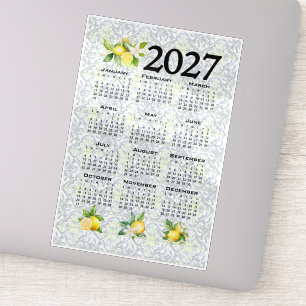 Adesivo Calendário 2027 Limões Italianos Azulejos Mediterr