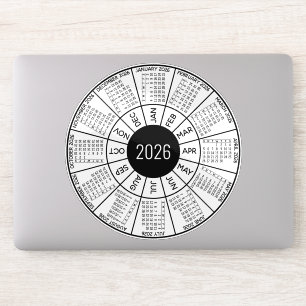 Adesivo Calendário do Círculo 2026 - Branco preto moderno