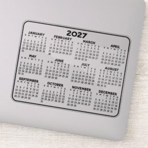 Adesivo Calendário - mini calendário preto e branco