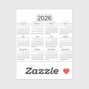 Adesivo Calendário Minimalista Simples 2026