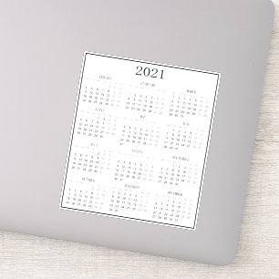 Adesivo Calendário Moderno Preto e Branco Mini 2021