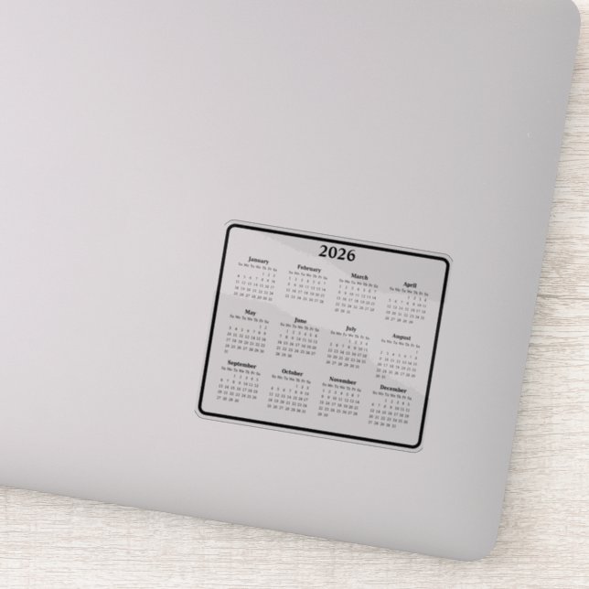 Adesivo Calendário Preto e Branco 2026 (Detalhe)