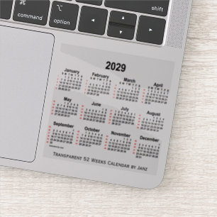 Adesivo Calendário Transparente de 52 Semanas 2029 por Ja