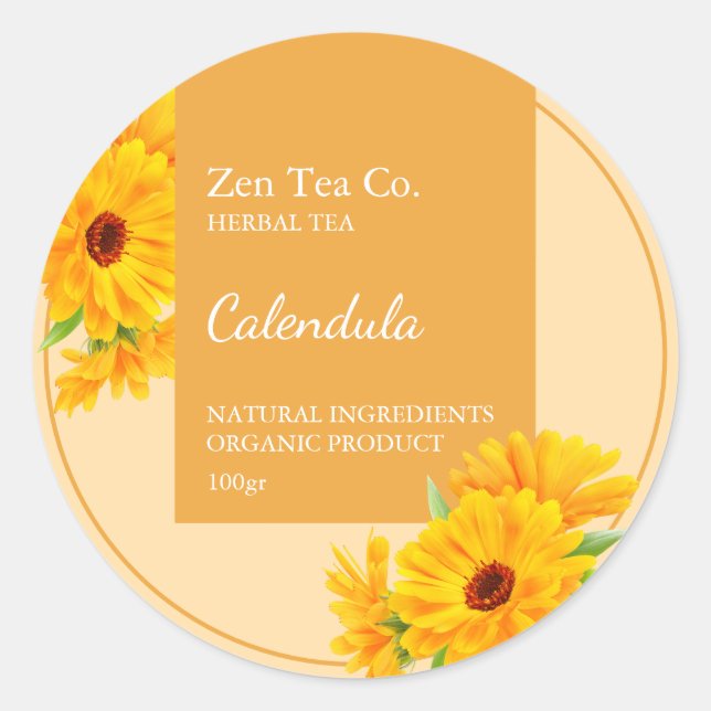 Adesivo Calendula Herbal Tea Business Label (Frente)