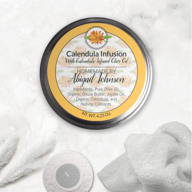 Adesivo Calendula Wildflower Handmade Artisan Gift Rótulo (Criador carregado)