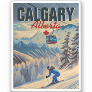 Adesivo Calgary Alberta Canada Skiing Souvenirs 1950