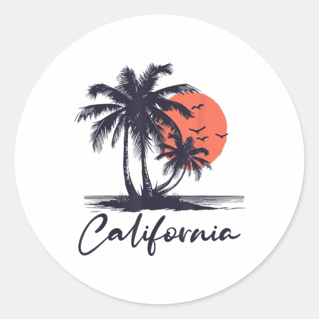 Adesivo Cali Summer Vaces Ca Palm Trees Usa Retro Calif (Frente)