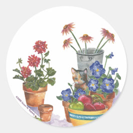 Adesivo Calico Cat Pansies Apple Watercolor "Paloma"