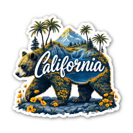 Adesivo California Nature Bear Sticker | Mountain & Poppy