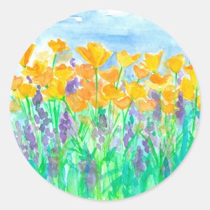 Adesivo California Poppies Purple Lupines Flores selvagens