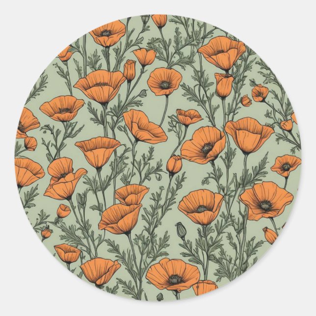 Adesivo California Poppy Orange Flower (Frente)