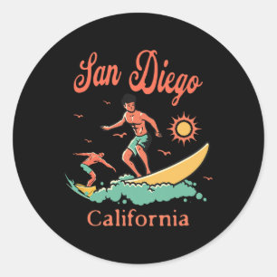 Adesivo Califórnia San Diego Ca Surfista Surfando Praia Fé