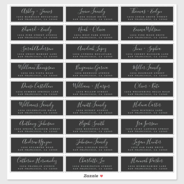 Adesivo Caligrafia Black Wedding Guest Address Labels (Folha)