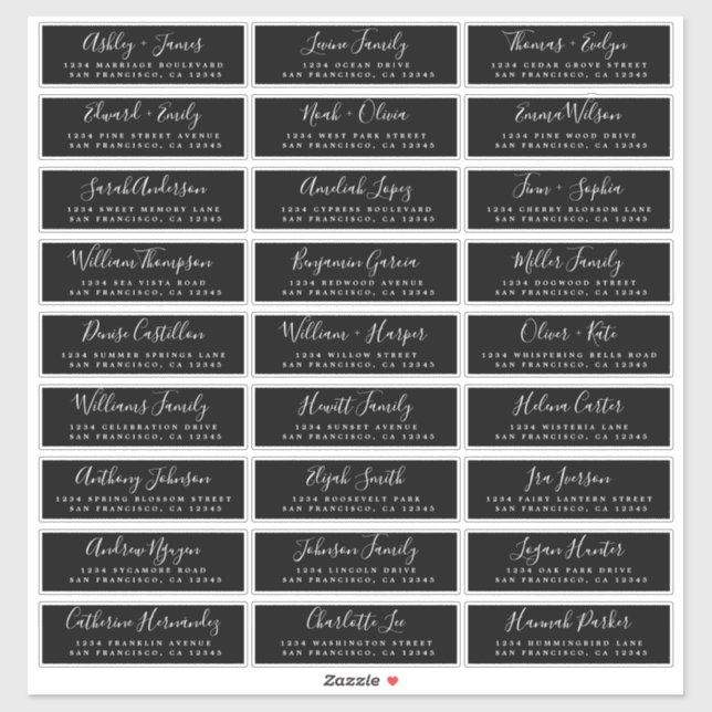 Adesivo Caligrafia Black Wedding Guest Address Labels (Folha)