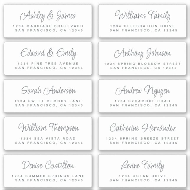 Adesivo Caligrafia Chic Black White Guest Labels (Frente)