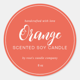Adesivo Caligrafia Chic Candle Homemade Soy Vermelho Laran