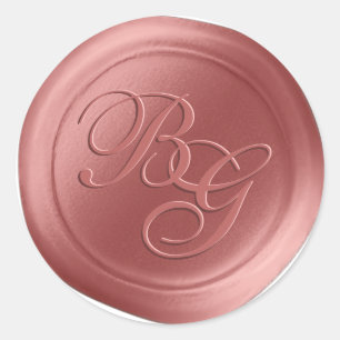 Adesivo Caligrafia Cor-de-rosa Salmão Monograma Cera Selo