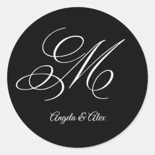 Adesivo Caligrafia de Casamento Letra M Maiúscula Monogram
