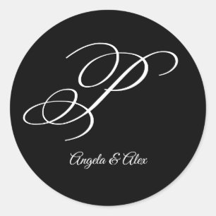 Adesivo Caligrafia de Casamento Letra P Maiúscula Monogram