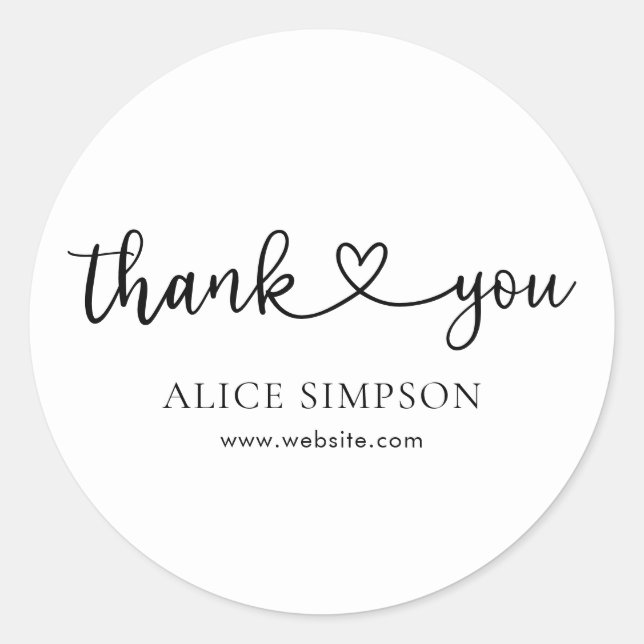 Adesivo Caligrafia de coração bonito Obrigado (Frente)