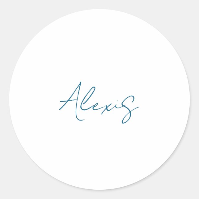 Adesivo Caligrafia de Nome Script Simples Branco Azul (Frente)