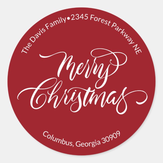 Adesivo Caligrafia de Rótulo de Natal Feliz Chamada de Vol (Frente)