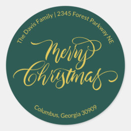 Adesivo Caligrafia de Script Feliz Natal Endereço de Devol