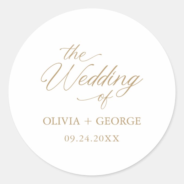 Adesivo Caligrafia de Script Moderno Elegante Dourada (Frente)