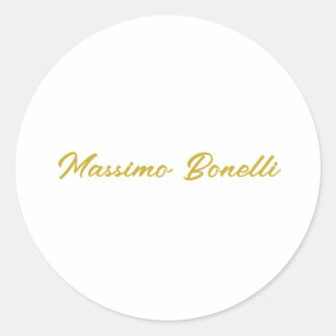 Adesivo Caligrafia Elegante Dourado Branco Simples Nome