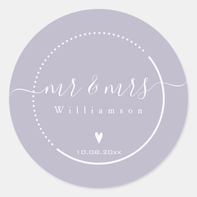 Adesivo Caligrafia Elegante - Lavanda Sr. & Sra. Wedding (Frente)