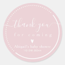 Caligrafia Elegante Rosa Obrigada Festa de Bebê