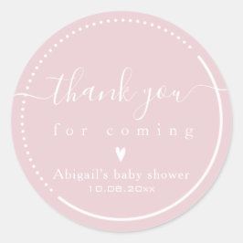 Adesivo Caligrafia Elegante Rosa Obrigada Festa de Bebê
