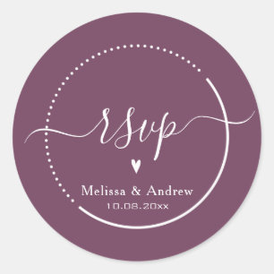Adesivo Caligrafia Elegante - RSVP de Casamento Burgundy