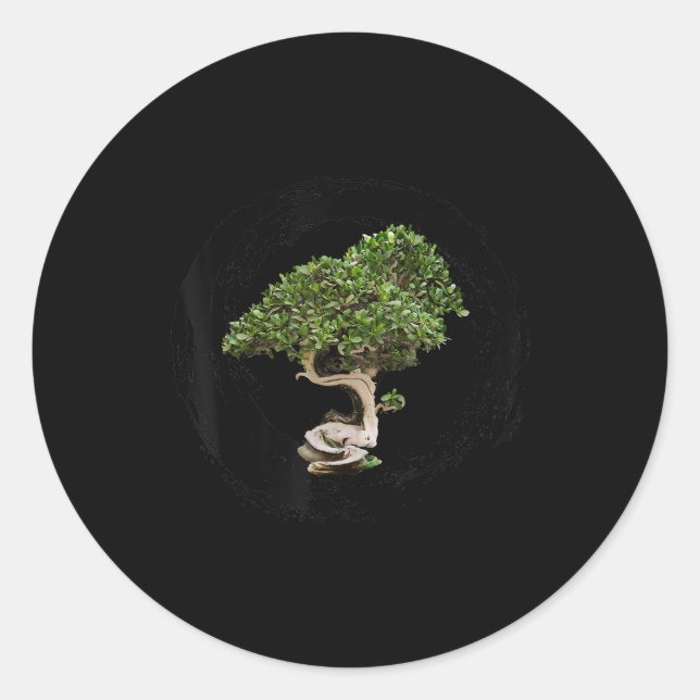 Adesivo caligrafia em círculo de árvore bonsai (Frente)