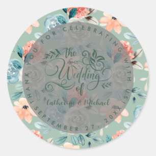 Adesivo Caligrafia Floral Elegante Sage Green