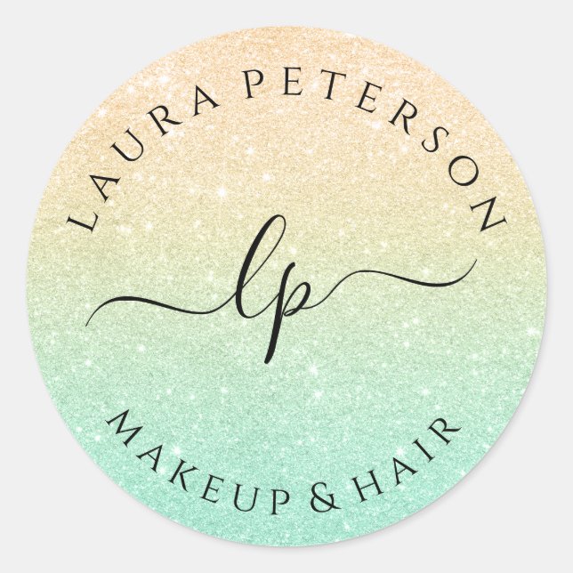 Adesivo caligrafia manuscrita Dourada com hortelã (Frente)