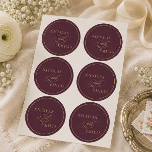 Adesivo Caligrafia Manuscrita em Burgundy e Dourado