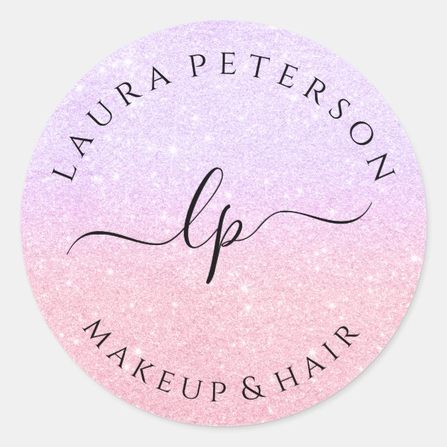 Adesivo caligrafia manuscrita rosa gold glitter (Frente)