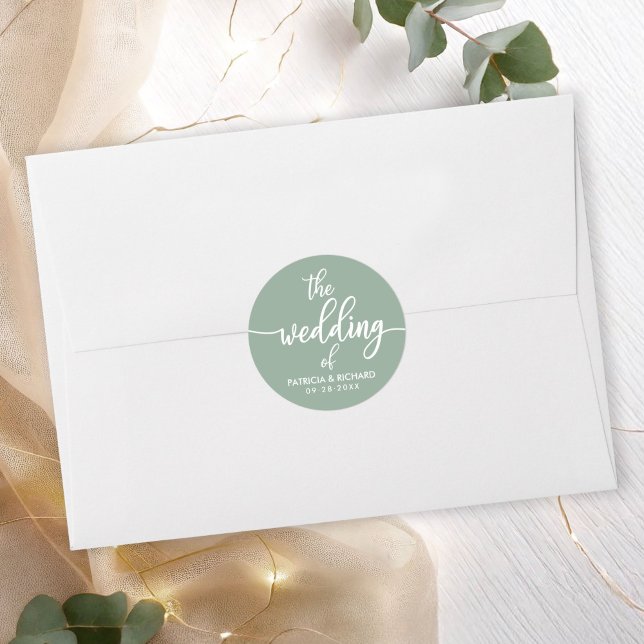 Adesivo Caligrafia Moderna O Casamento De Sage Green (Criador carregado)