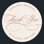 Adesivo Caligrafia moderna - obrigado de casamento Terraco<br><div class="desc">Um tema de sobremesa de teracotta eterno e obrigado de casamento elegante que você coloca com um roteiro de caligrafia refinado em um passado clássico,  perfeito para uma celebração formal e sofisticada de casamento. Para personalização ou outros produtos com este design,  entre em contato comigo</div>