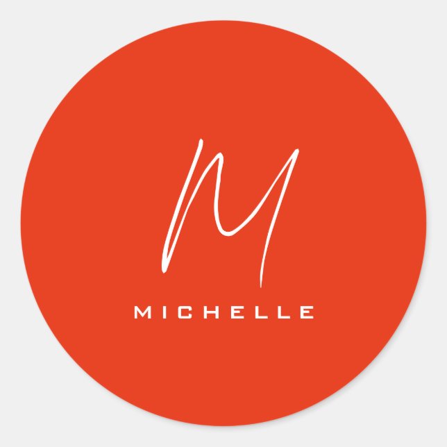 Adesivo Caligrafia monograma branco na moda vermelho seu n (Frente)