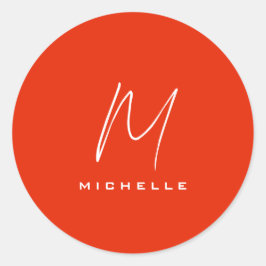 Adesivo Caligrafia monograma branco na moda vermelho seu n